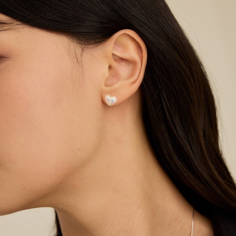 シルバー パール ハート ピアス / SILVER PEARL HEART EARRINGS