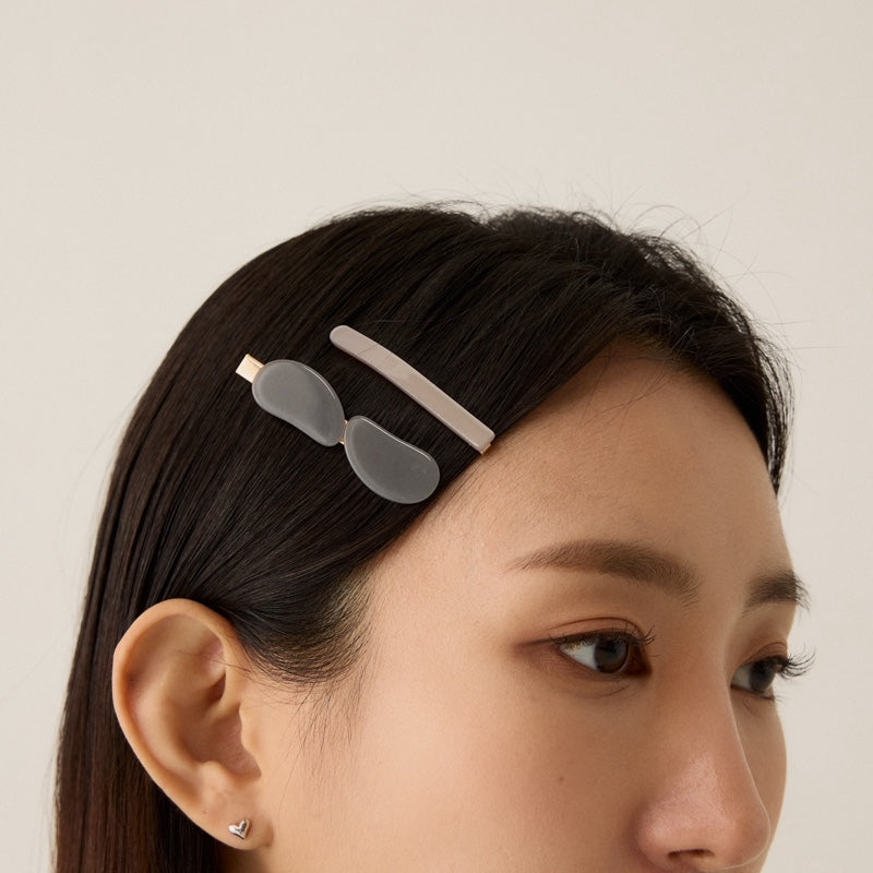 グレー バレッタ 2個 SET / GREY HAIR BARRETTE 2 PIECES SET