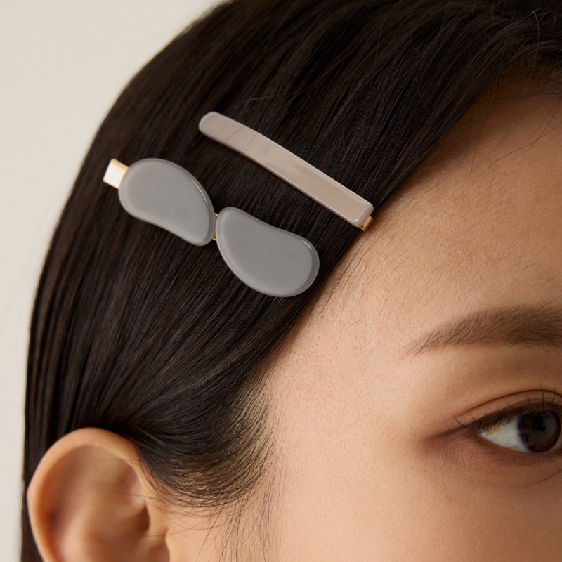 グレー バレッタ 2個 SET / GREY HAIR BARRETTE 2 PIECES SET