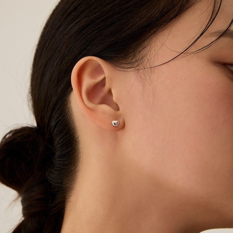 シルバー ボリューム ハート スクリュー ピアス / SILVER VOLUME HEART PIERCING