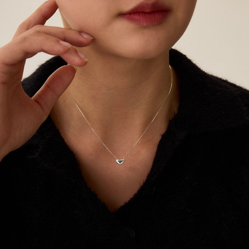 シルバー ボリューム ラージ ハート ネックレス / SILVER VOLUME LARGE HEART NECKLACE