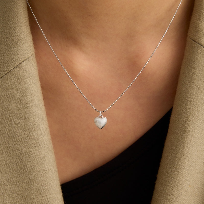シルバー マット ハート ネックレス / SILVER MATT HEART NECKLACE 
