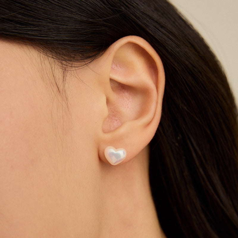 シルバー パール ハート ピアス / SILVER PEARL HEART EARRINGS