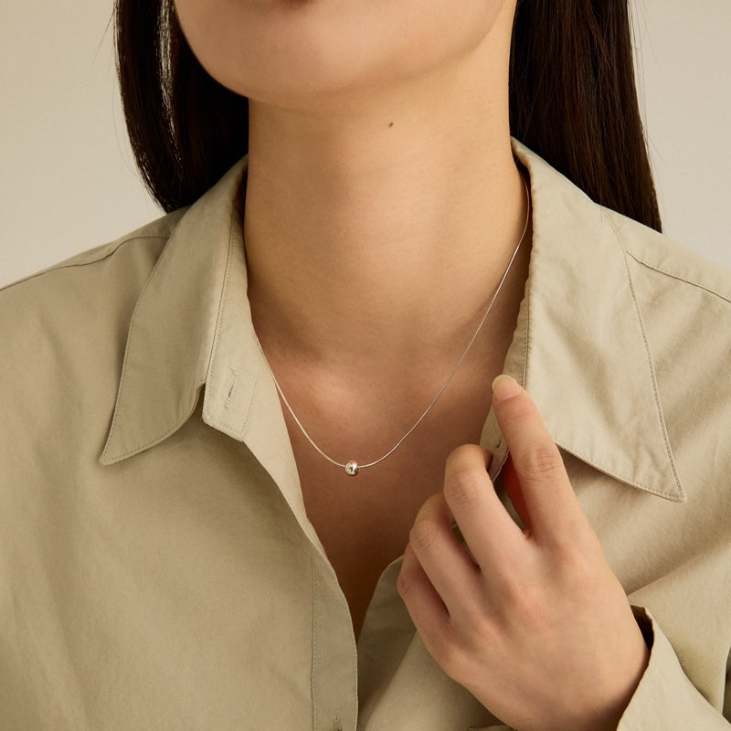 シルバー ボリューム ボール スネーク チェーン ネックレス / SILVER VOLUME BALL SNAKE CHAIN NECKLACE