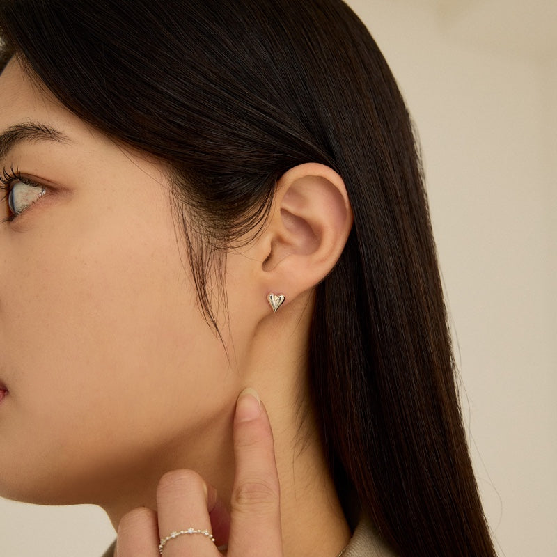 シルバー ボリューム ハート ピアス / SILVER VOLUME HEART EARRINGS