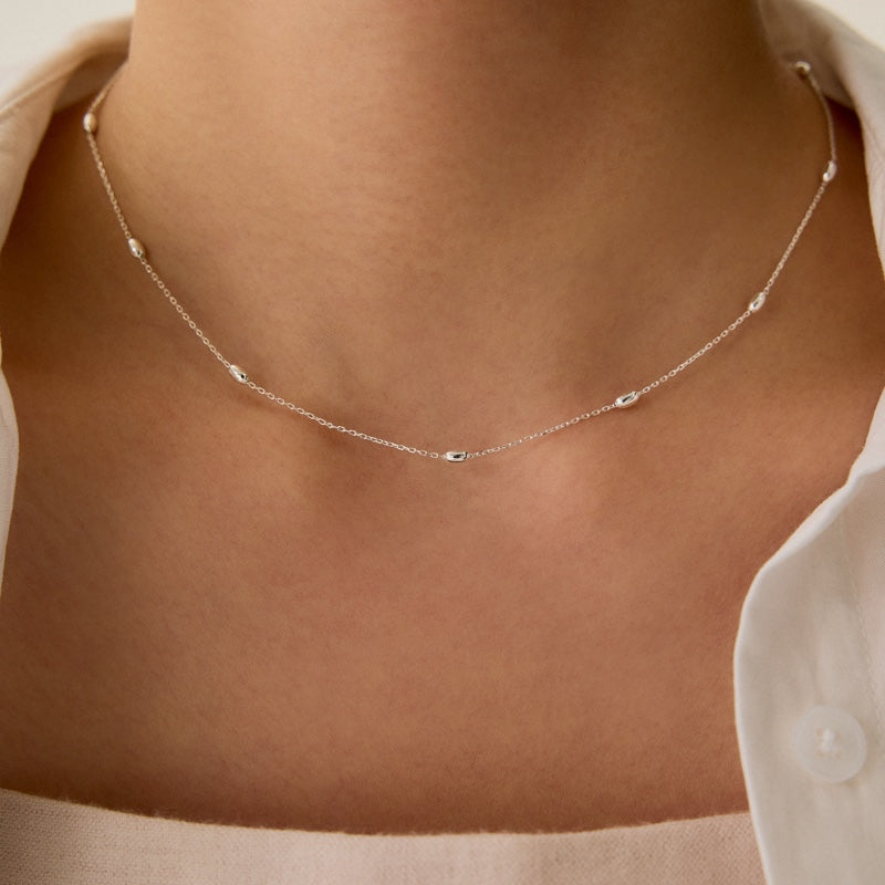 シルバー オーバル ボール チェーン ネックレス / SILVER OVAL BALL CHAIN NECKLACE