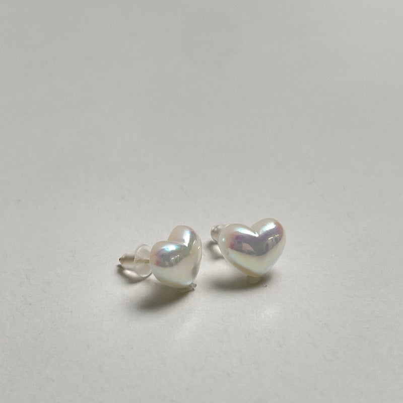シルバー パール ハート ピアス / SILVER PEARL HEART EARRINGS