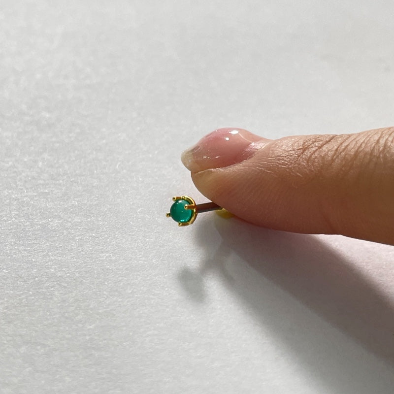 サージカル グリーン ストーン ベーシック スクリュー ピアス / SURGICAL GREEN STONE BASIC PIERCING