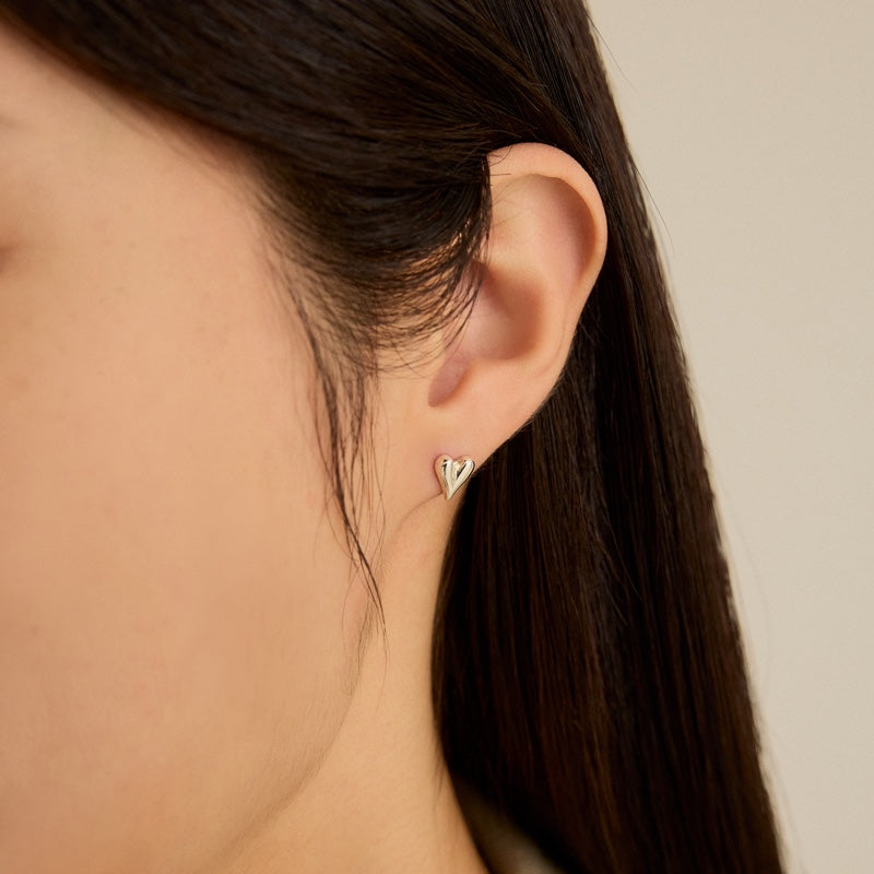 シルバー ボリューム ハート ピアス / SILVER VOLUME HEART EARRINGS