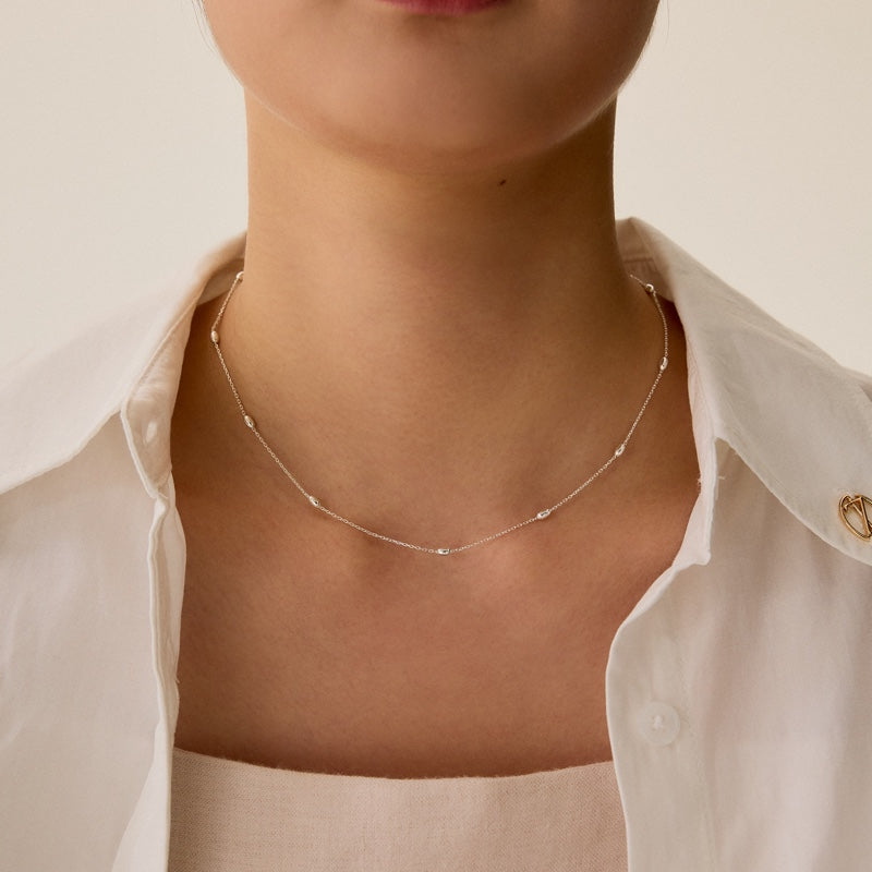 シルバー オーバル ボール チェーン ネックレス / SILVER OVAL BALL CHAIN NECKLACE