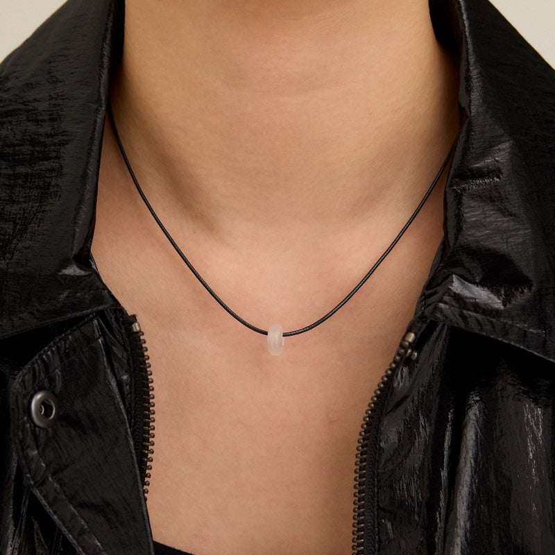 半透明 リング ペンダント レザー ネックレス / TRANSLUCENT RING PENDANT LEATHER NECKLACE