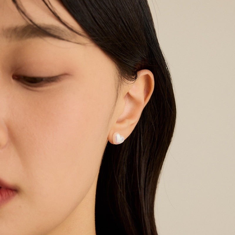 シルバー パール ハート ピアス / SILVER PEARL HEART EARRINGS