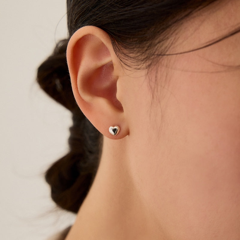 シルバー ボリューム ハート スクリュー ピアス / SILVER VOLUME HEART PIERCING