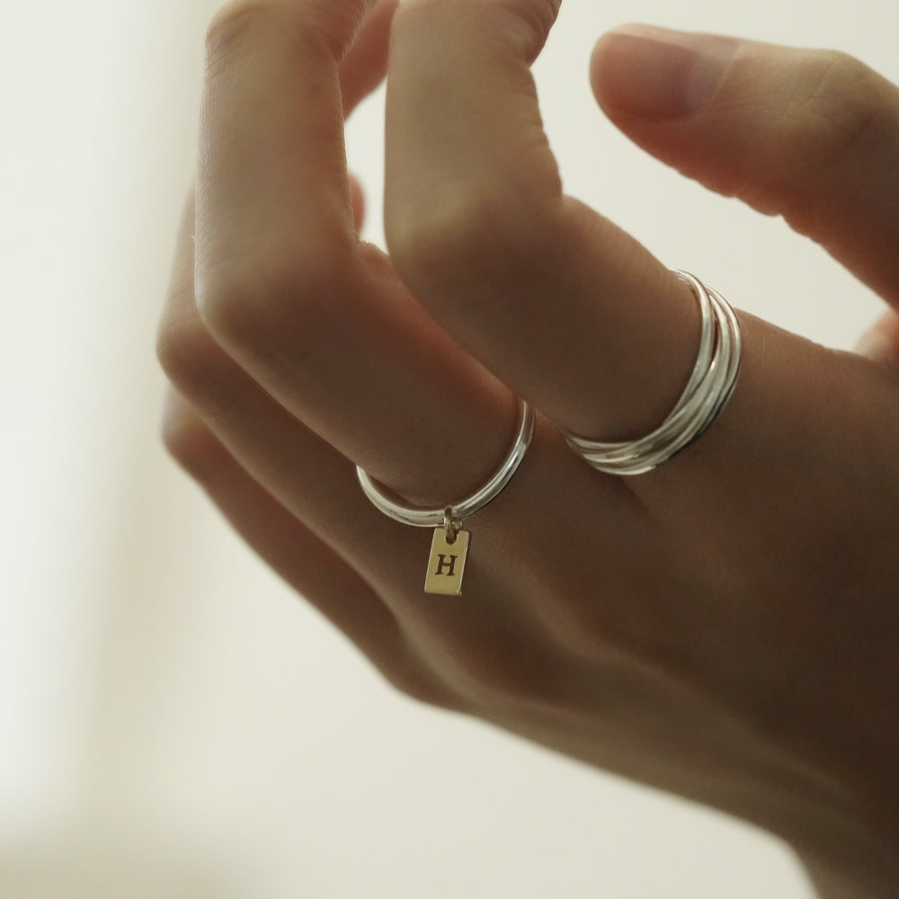 シルバー コンビ イニシャル タグ リング / Silver Combi Initial Tag Ring