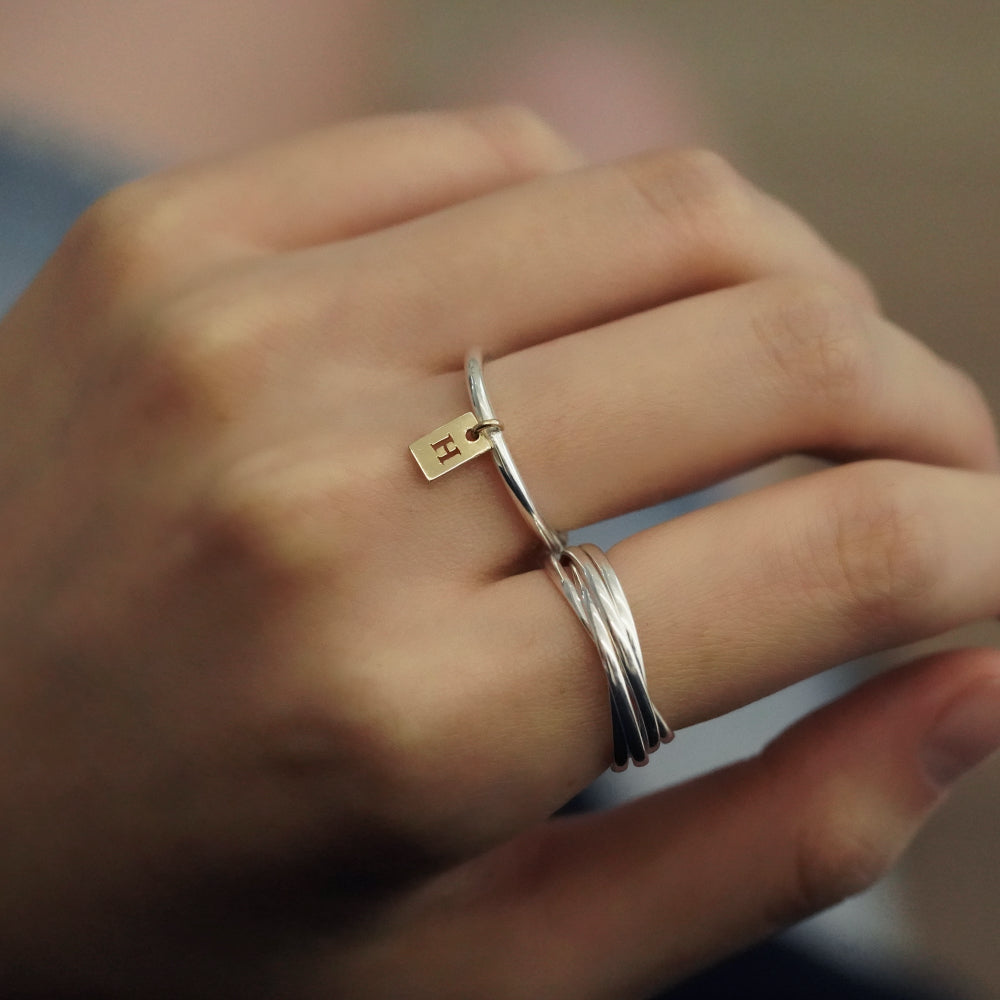シルバー コンビ イニシャル タグ リング / Silver Combi Initial Tag Ring