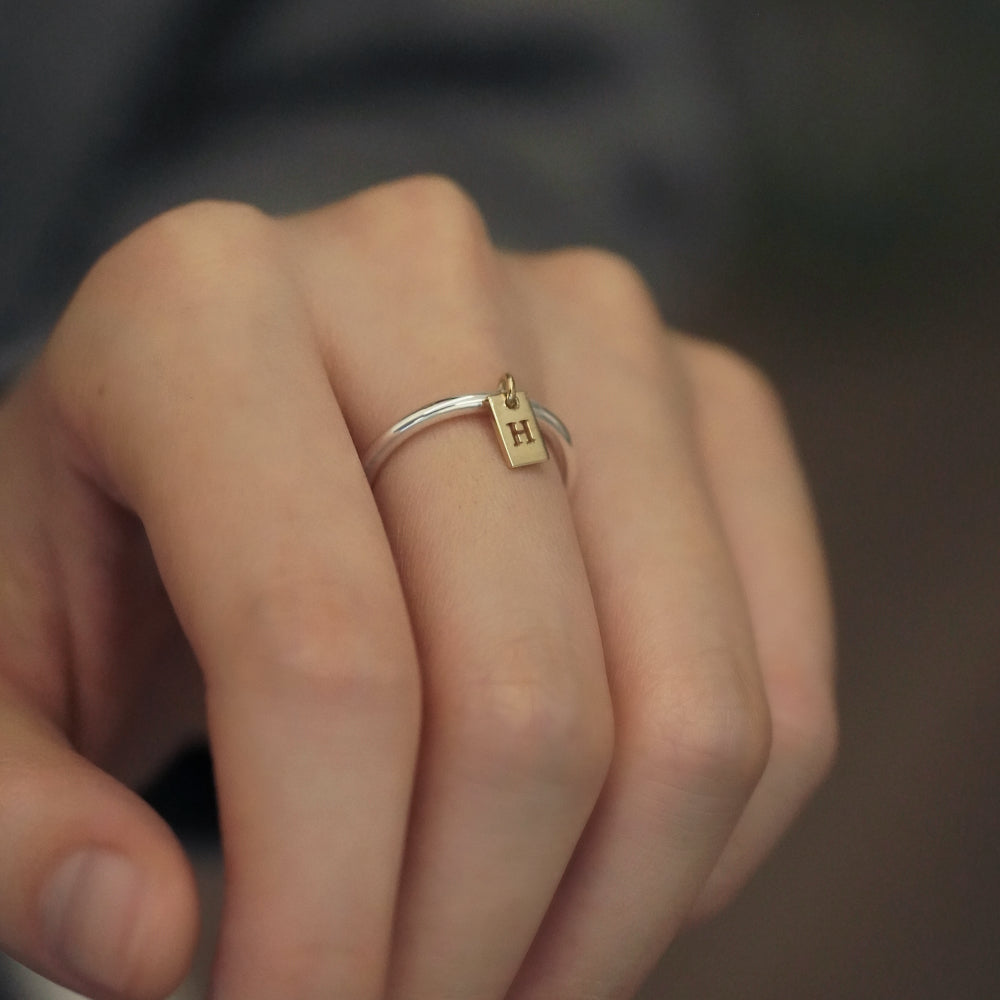 シルバー コンビ イニシャル タグ リング / Silver Combi Initial Tag Ring
