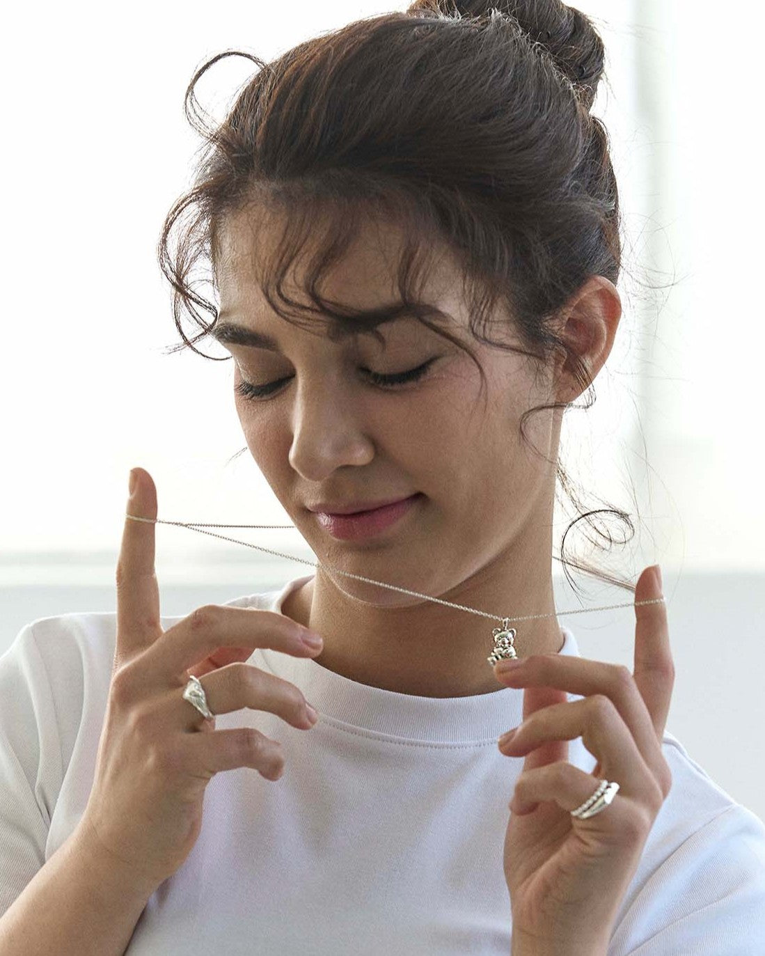 Heart teddy necklace (70cm)