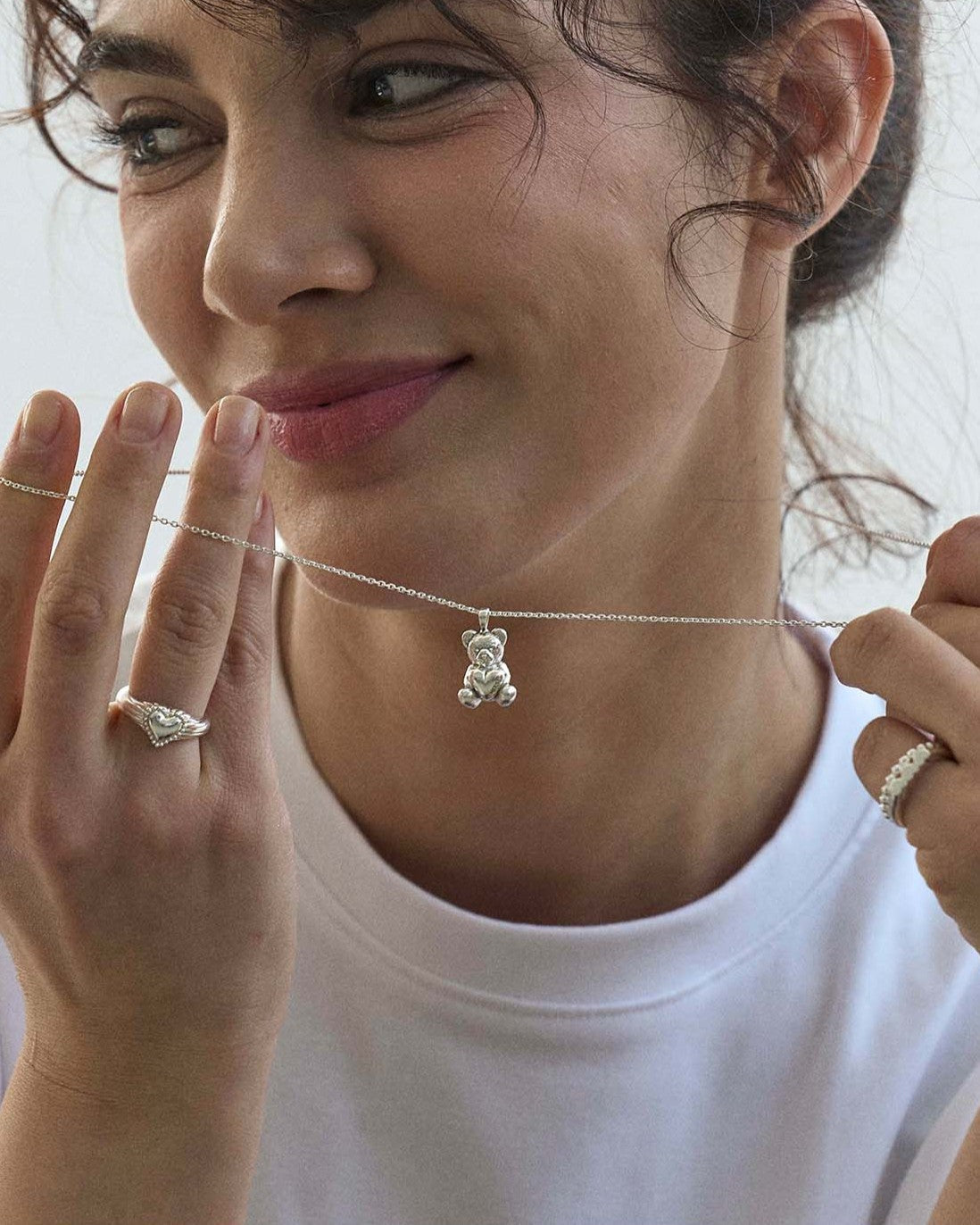 Heart teddy necklace (70cm)