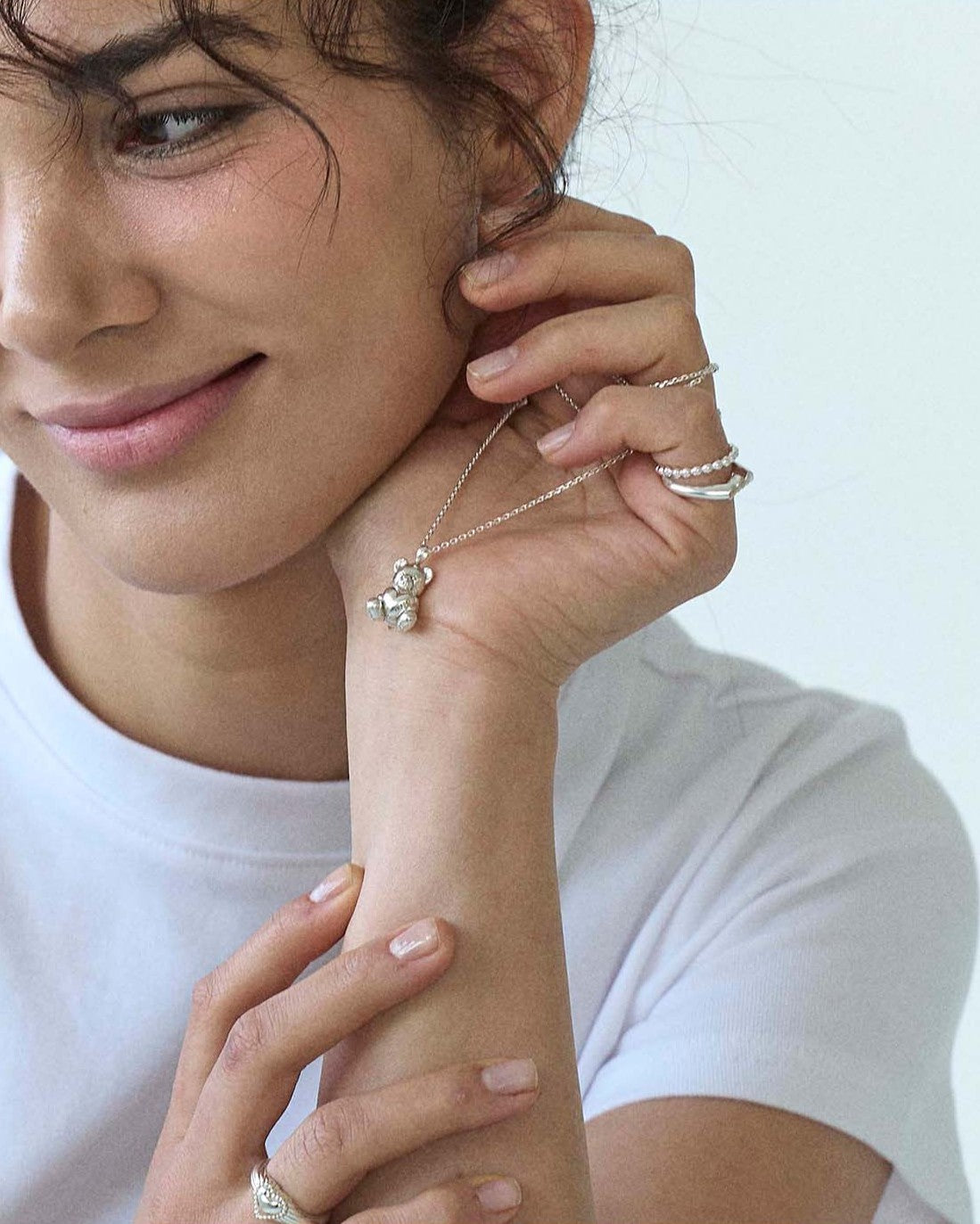 Heart teddy necklace (70cm)