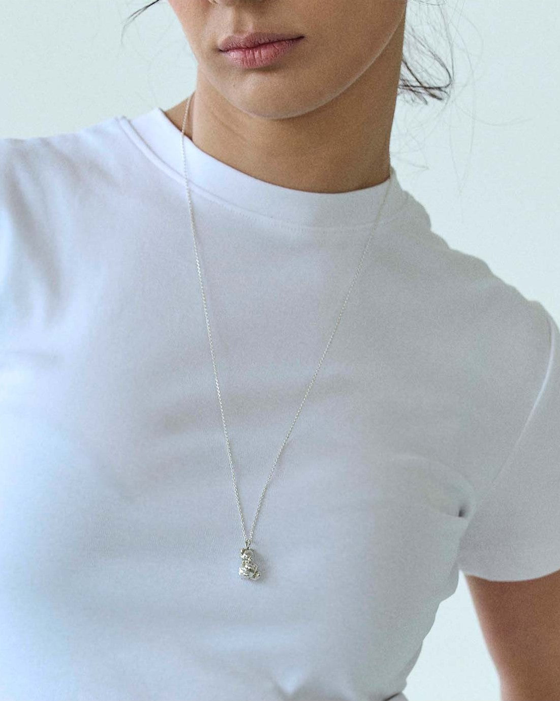 Heart teddy necklace (70cm)