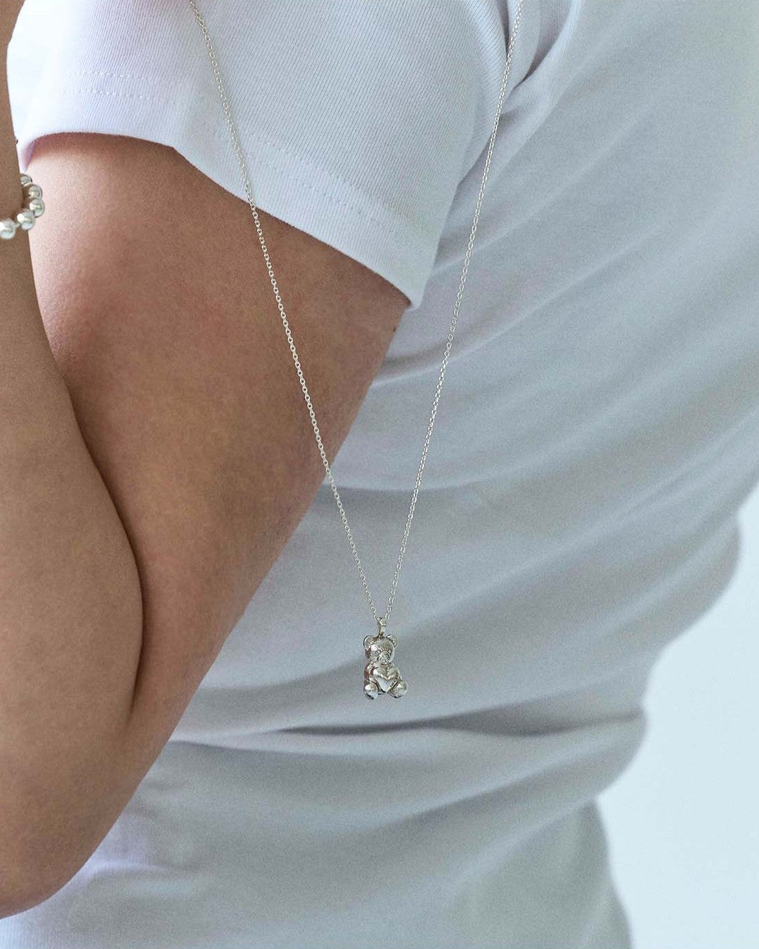 Heart teddy necklace (70cm)