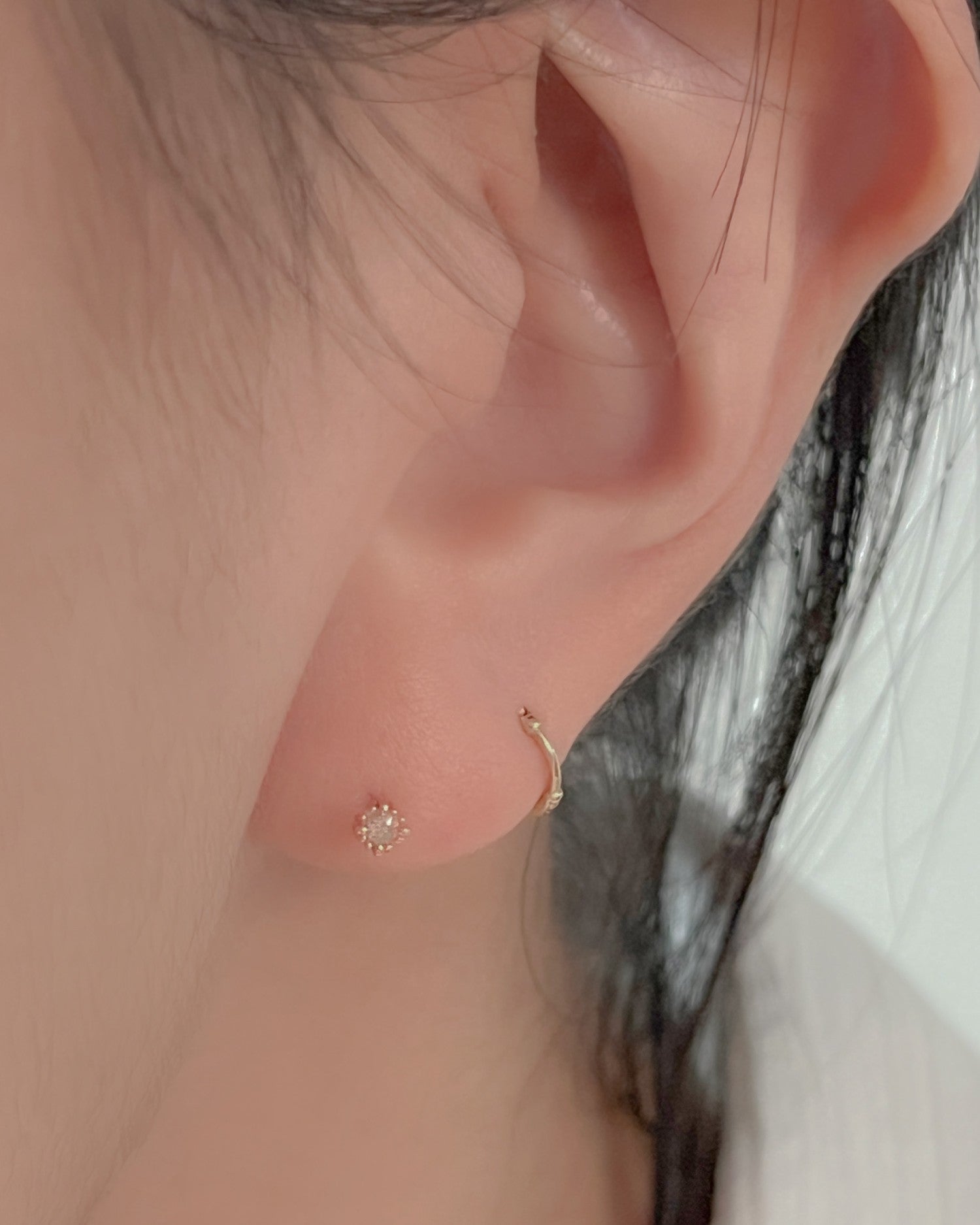 K14 2mm Natural gemstone mini gold piercing