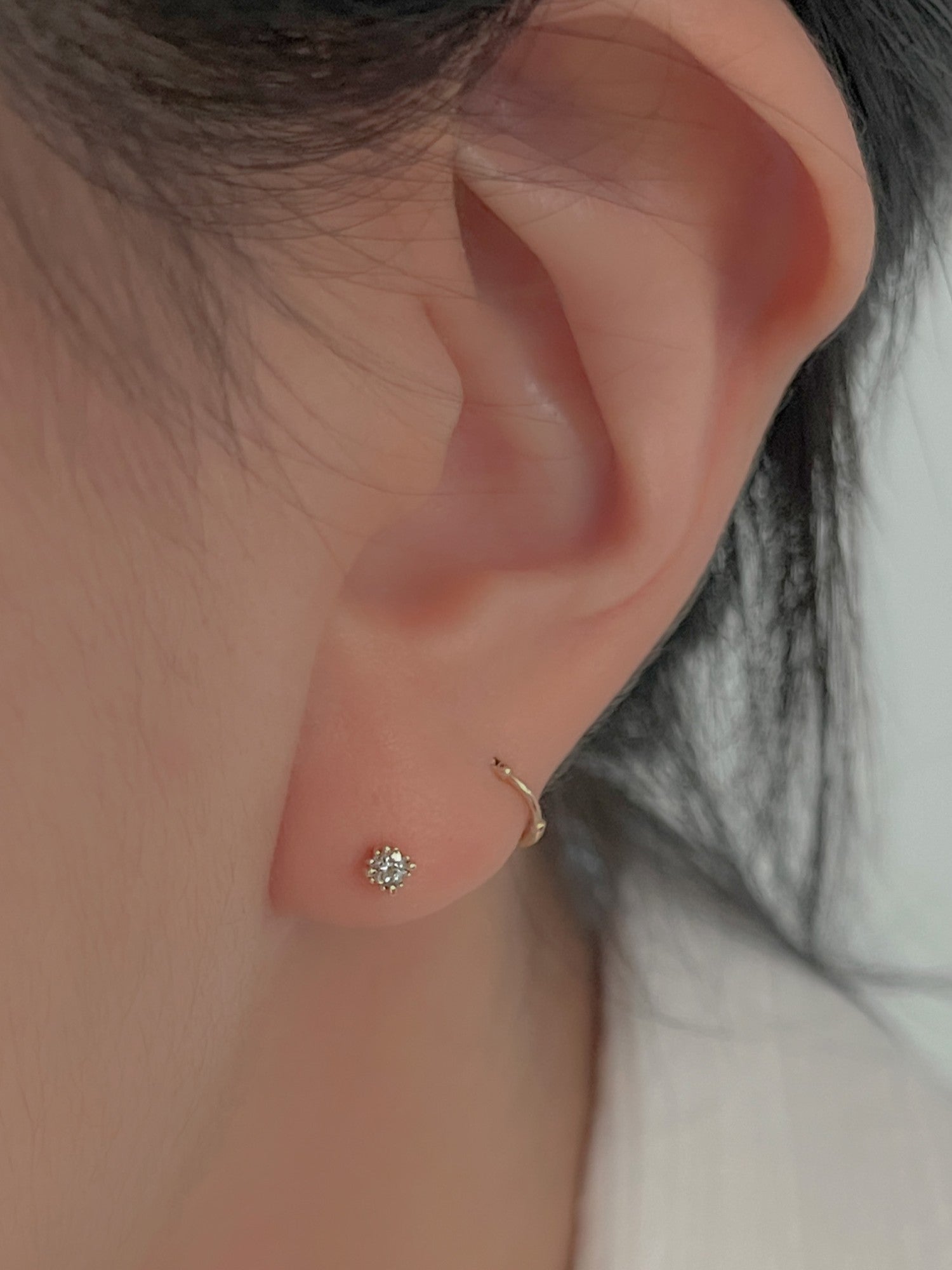 K14 2mm Natural gemstone mini gold piercing