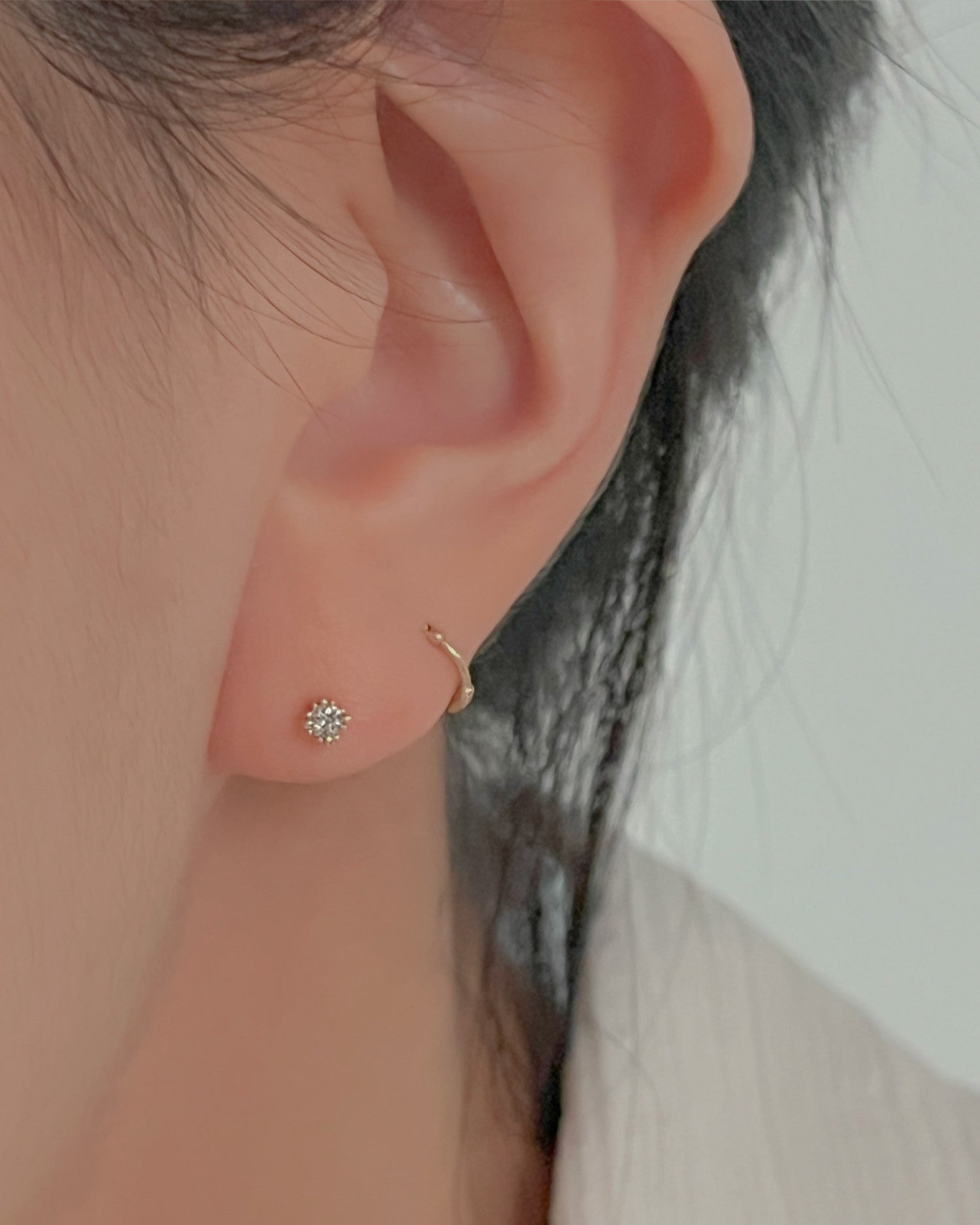 K14 2mm Natural gemstone mini gold piercing