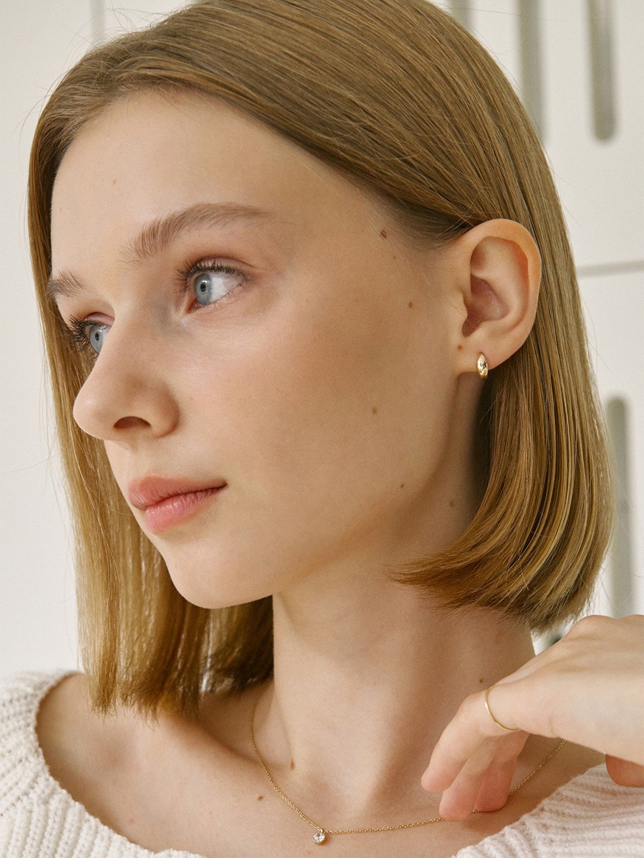 K14 Jelly Bean One-Touch Ring Earrings