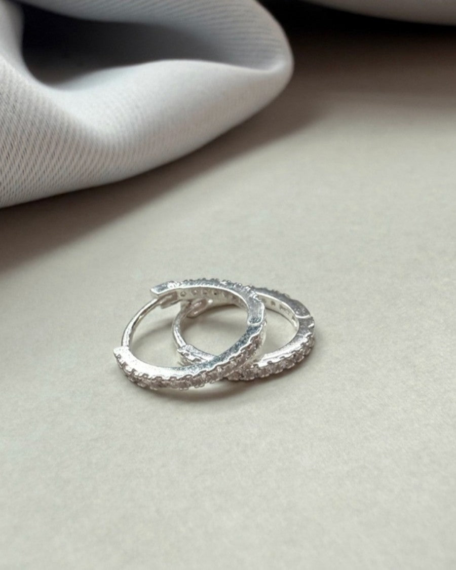 Pave Round Hoop Earrings