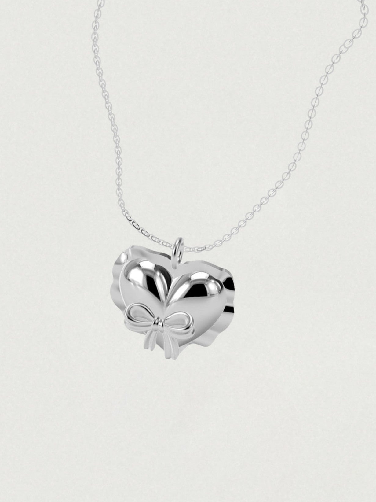 CUSHION HEART RIBBOON NECKLACE
