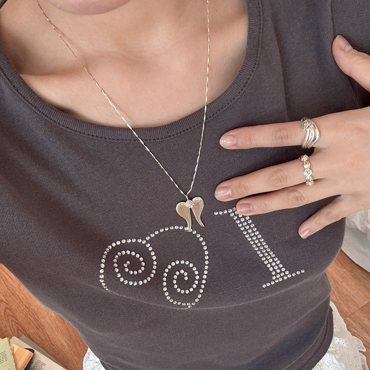 RUCHE ROSE FLOWER WAVE FRILL RING