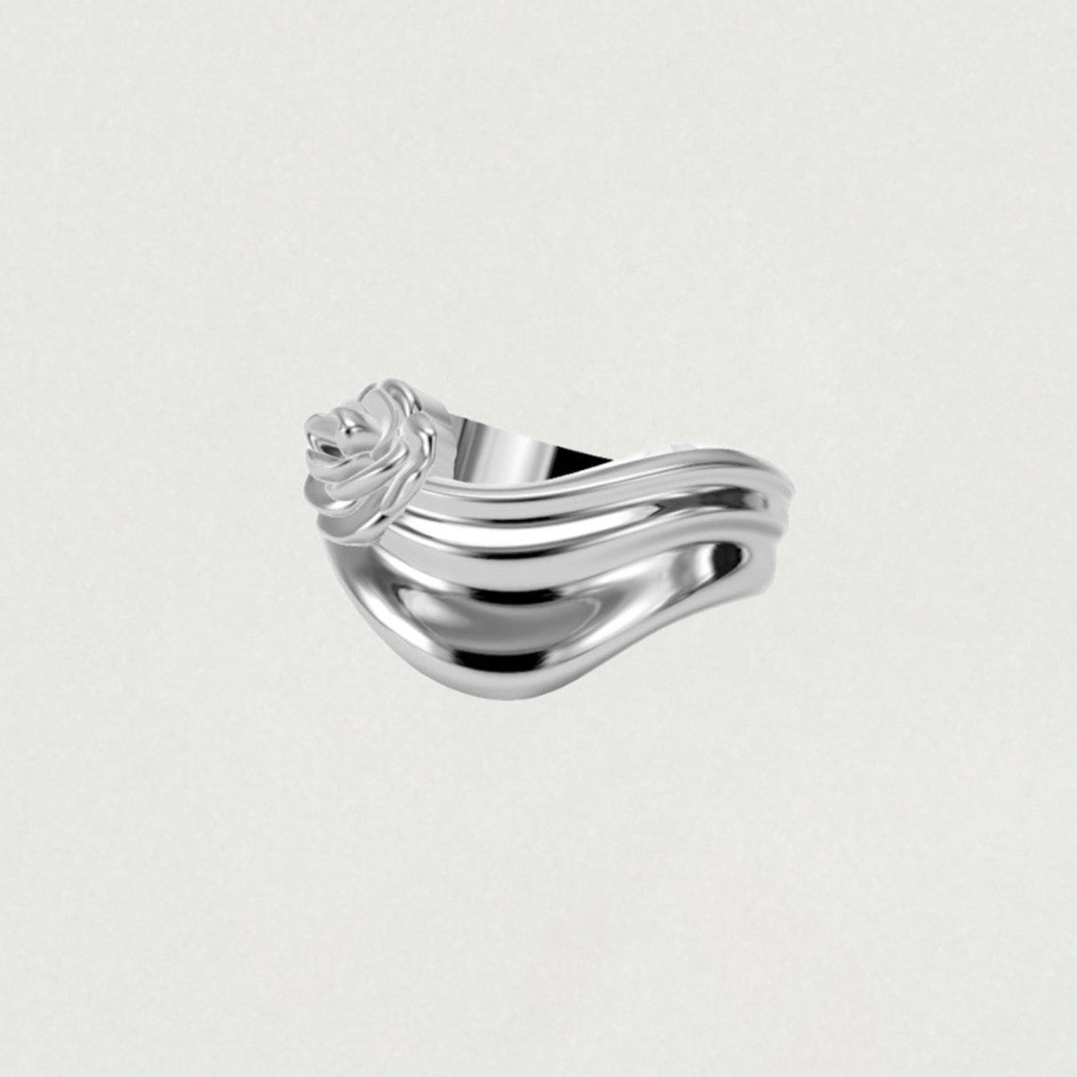 RUCHE ROSE FLOWER WAVE FRILL RING