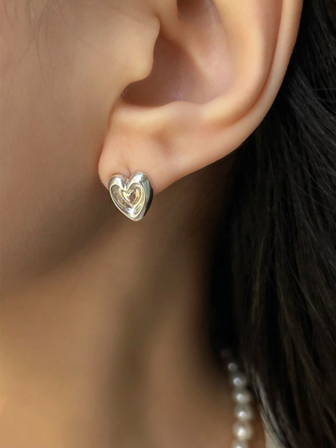 Romance heart earring (Sterling Silver)