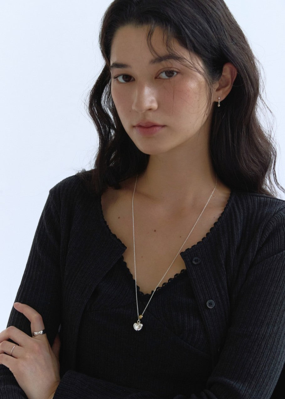 Heart ball long necklace
