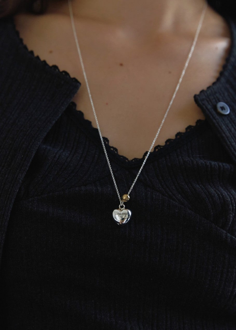 Heart ball long necklace