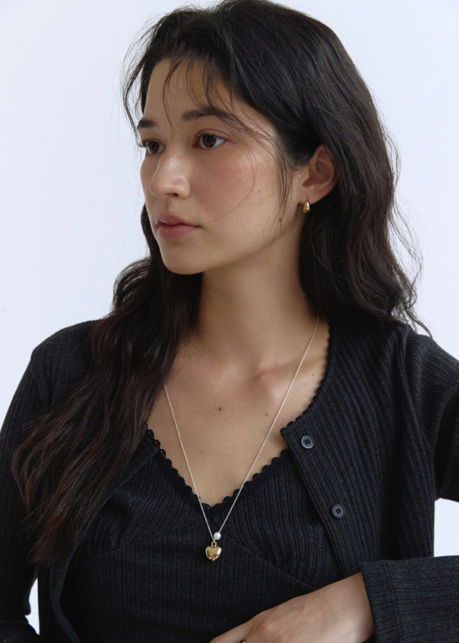 Heart ball long necklace