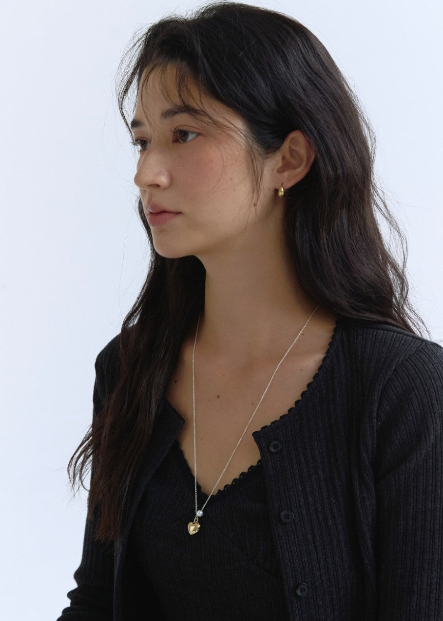 Heart ball long necklace