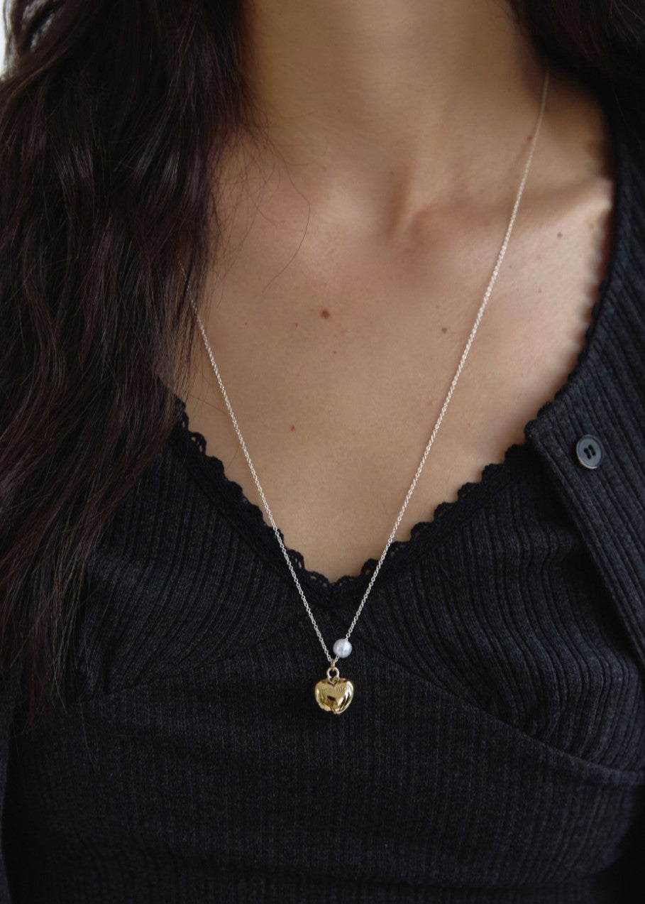 Heart ball long necklace