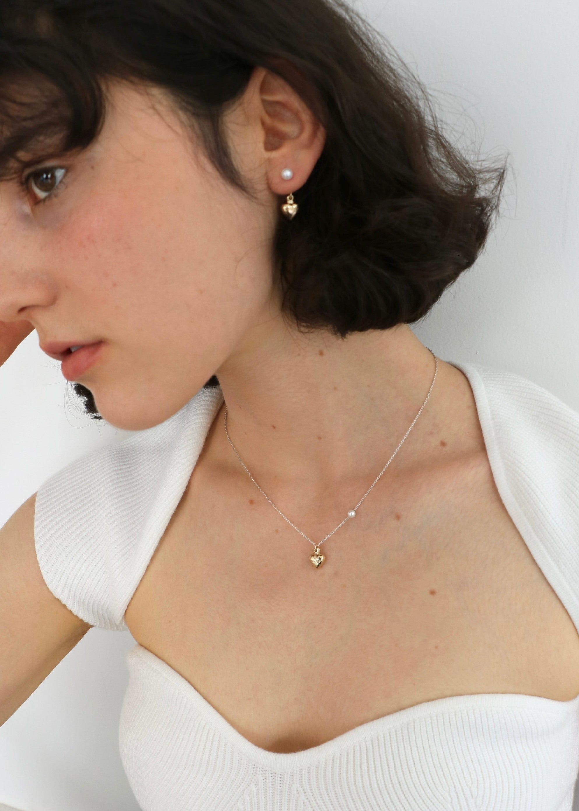Heart pearl necklace (2 colors)