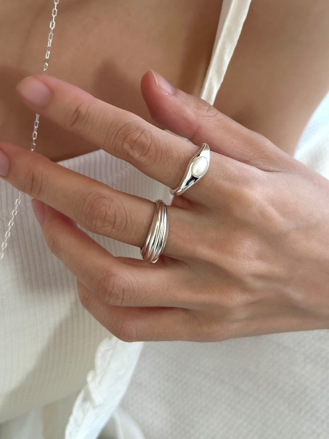 Vein ring silver ring