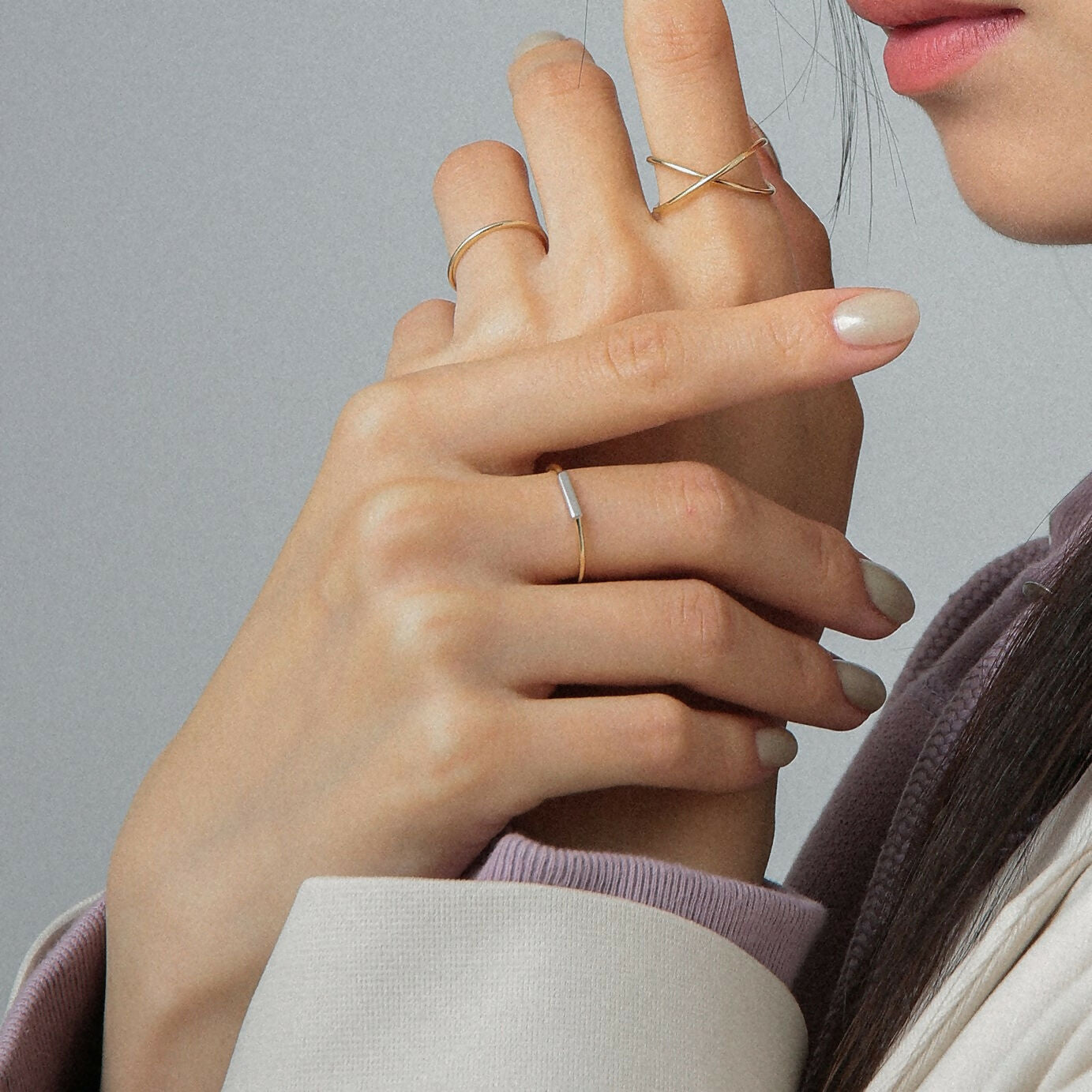 K10 レクタングル スキンリング:コンビカラー / 10K rectangle skin ring - combi