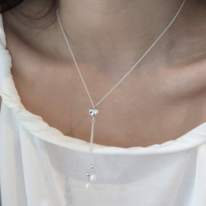 ハート ドロップ ネックレス(パール) / heart drop necklace (Pearl)