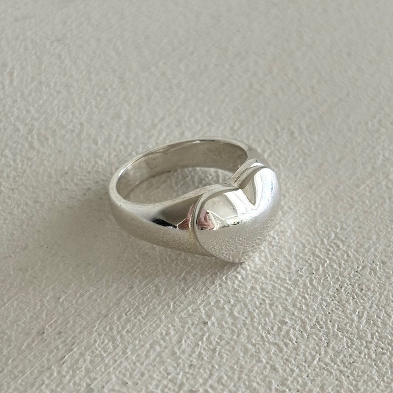 Much love ring bold heart ring (Sterling Silver)