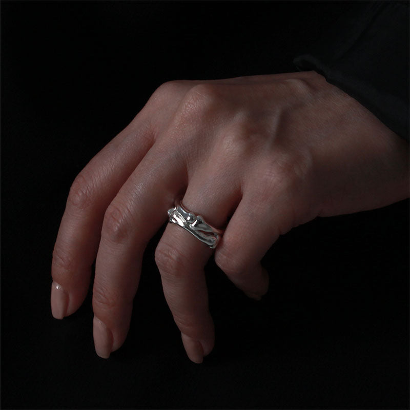 bone silver ring (double ver.)