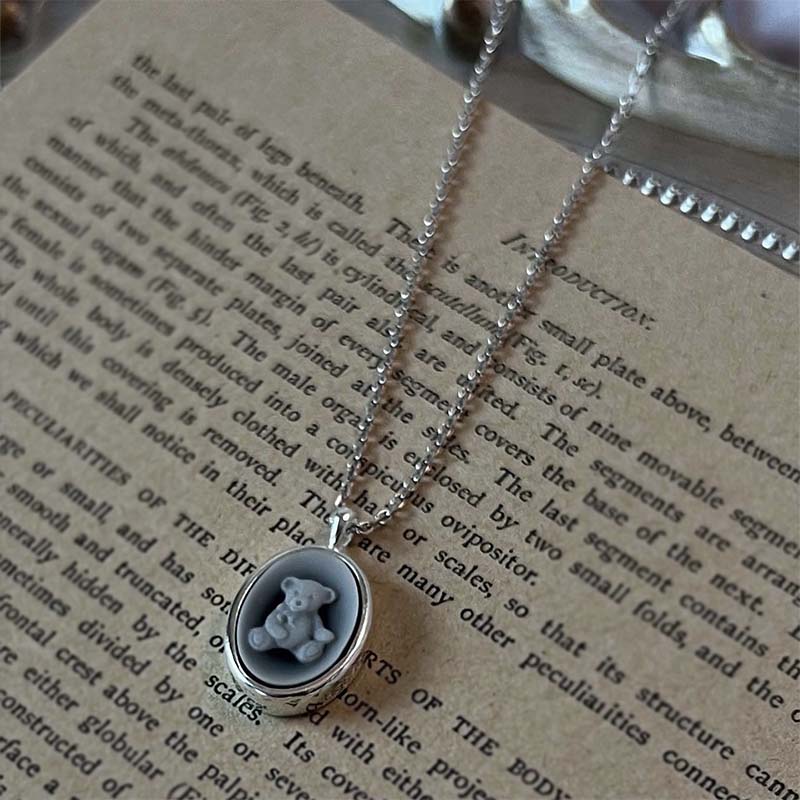 vintage teddy bear necklace