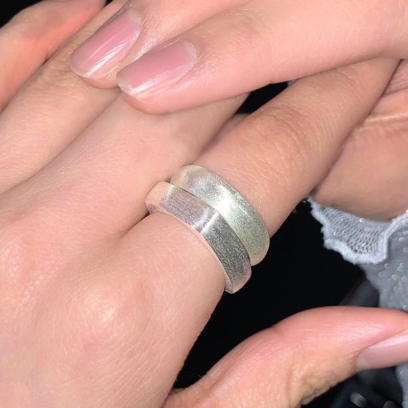 Matte square open ring