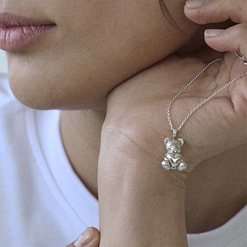 Heart teddy necklace (70cm)