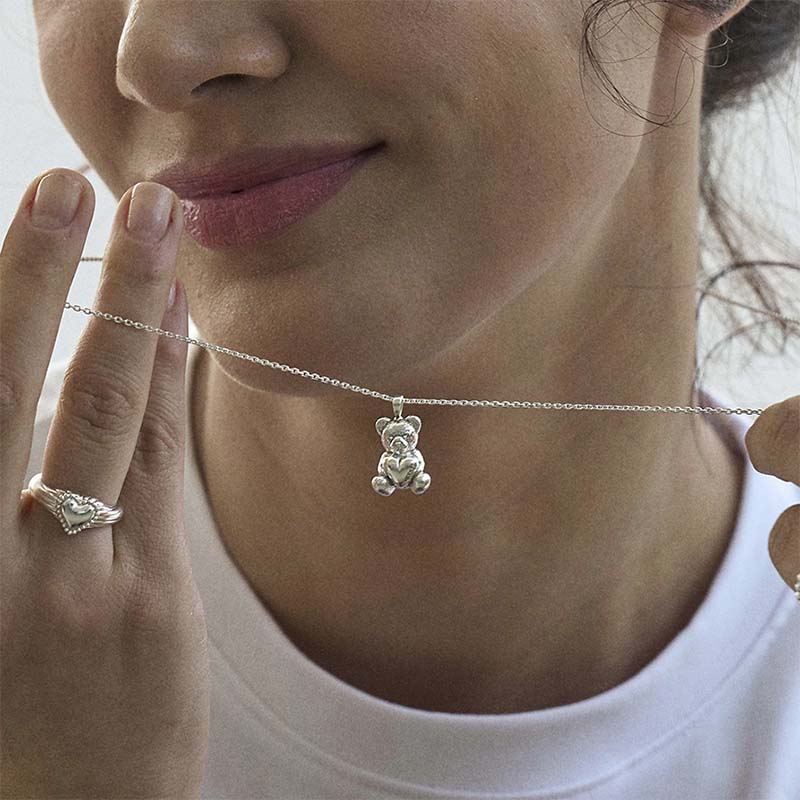 Heart teddy necklace (70cm)