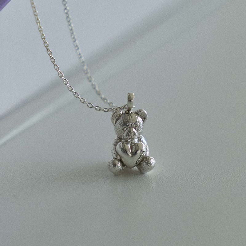 Heart teddy necklace (70cm)
